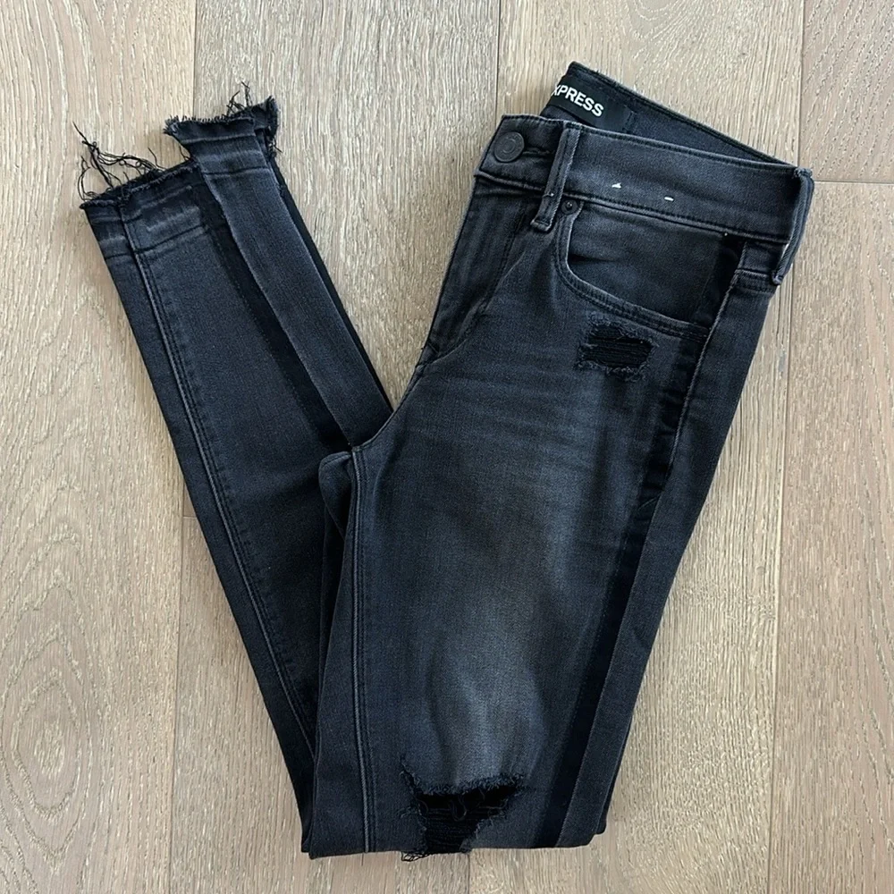 Express Ankle Legging Stretch Mid Rise Distressed Jeans